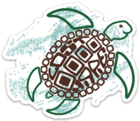 Turtle in a half shell sticker